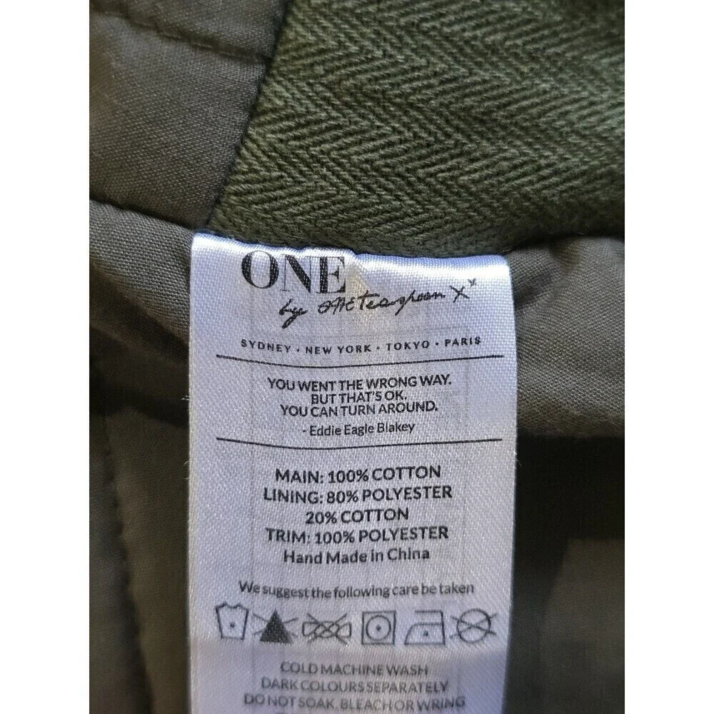 One Teaspoon Chapman Sailor Coat Womens Small Olive Green Oversized Long Duster
